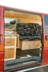 This van’s chassis features materials that you’d find in a traditional residence, such as wood and tile.