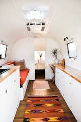 Clean lines and bright white walls give this rehabbed vintage trailer a brand-new look.