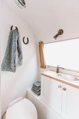 The bathroom was relocated from the back to the middle of the Airstream.