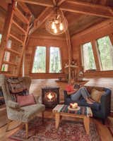 The interior of the cabin is constructed out of salvaged Douglas fir.