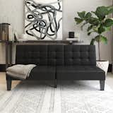 At $279 the sleek Adalynn Convertible Split Back Futon comes in black faux leather.