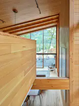 Hickory flooring stretches throughout the house.