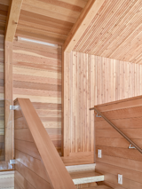 The nearly 2,500-square-foot house is built primarily from locally sourced Douglas fir.