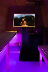 Underbench LED strips create ambient mood lighting.  Photo 10 of 11 in Missing the Spa? This Converted Mercedes Sprinter Can Bring the Sauna to Your Doorstep
