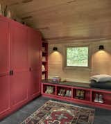 Haas Valley Farm by Searl Lamaster Howe Architects mudroom with red cabinets