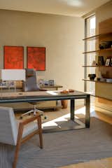 Office, Lamps, Chair, Desk, Bookcase, Study Room Type, Shelves, and Light Hardwood Floor  Photo 17 of 34 in Dancing Light by Brent Kendle / Kendle Design Collaborative