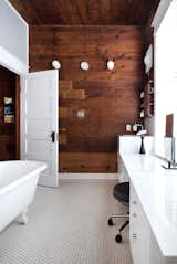 Bath Room, Freestanding Tub, Wall Lighting, Ceramic Tile Floor, Undermount Sink, and Marble Counter Master bath at the 1917 Bungalow by Miró Rivera Architects  Photo 5 of 10 in 1917 Bungalow by Miró Rivera Architects