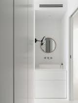 Storage and a view to the bathroom