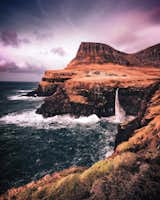 Cascading waterfall Faroe Islands.  Photo 32 of 43 in 10 Travel Photographers to Follow on Instagram Right Now