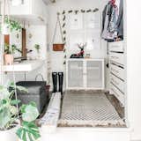 Storage Room, Closet Storage Type, and Cabinet Storage Type Maximizing space is key. Here, she's placed many options for storage in an alabaster hue so the space still feels open.  Photos from 10 Tiny Home Dwellers You Should Follow on Instagram Right Now