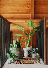 "Just as you come up the stairs, there’s a small catwalk, and for some reason I instantly knew I wanted a little jungle of plants there. I used a variety of Little Market baskets on top of the cutest little green carpet by Coco Carpets."