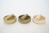 Chillum Smoke Set by Stephanie Intelisano in green sand (left), olive tree (center), and peach butter (right).