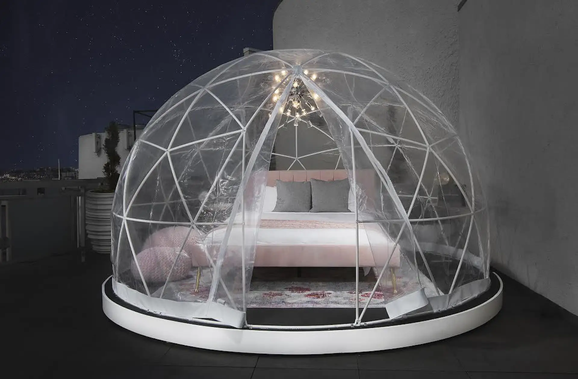 Sleep under the stars in a plush, queen-sized bed, while also enjoying all the creature comforts of a private, top-floor suite.