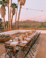 A large long table outside makes an ideal space for events or dining al fresco overlooking panoramas of the desert.