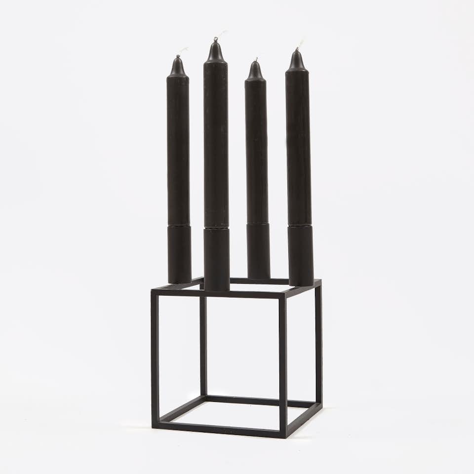 Lassen Kubus 4 Candle Holder in Black by Finnish Design Shop Dwell