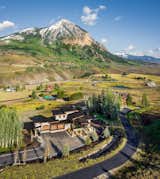 Aerial view of the stunning property, valley and Mount Crested Butte