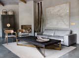 Ashoka enlisted the services of the San Miguel de Allende–based interior studio NAMUH in selecting pieces for the interiors. The living room features a soft gray buffalo leather sofa, a reclaimed oak table with metal accents, and an Indian jute rug.