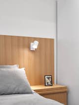 A custom millwork headboard.