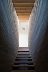 Staircase and Wood Tread Villa H | oak wooden stairs between raw concrete walls  Photo 10 of 12 in art by Deena Deutsch