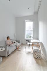 Light Gray Sofa, Modern Design, and White Ash Flooring Office