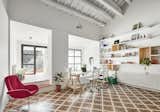 Office, Chair, Desk, Shelves, and Ceramic Tile Floor  Photo 2 of 11 in Can This Renovated, Loft-Like Home in Spain Be Any Dreamier?