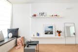 The built-in padded window seat