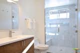 master bathroom - marble walk in shower with bench