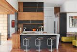 Kitchen, Marble, Wood, Wood, Metal, Medium Hardwood, Concrete, Metal, Ceiling, Pendant, Accent, Recessed, Refrigerator, Wall Oven, Cooktops, and Undermount  Kitchen Recessed Accent Concrete Undermount Metal Photos from Theodore Wirth Ranch