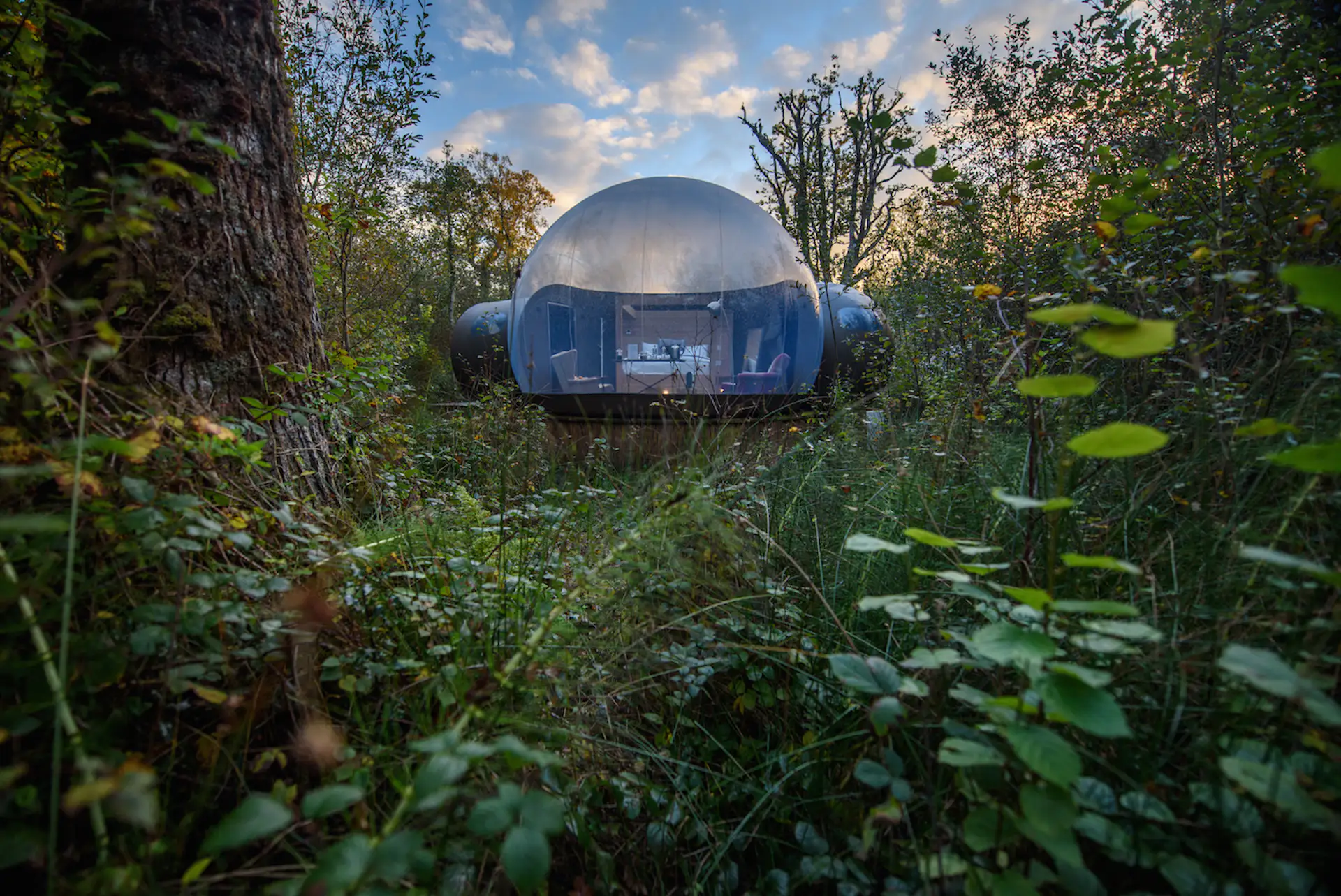 An air pressure system holds up the domes.