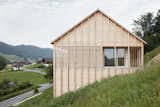 The roof was built with prefabricated wood elements.