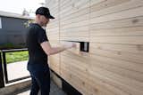 The lockable ‘storage blocks’ can be accessed from inside and outside the house. 