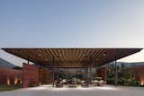 The massive roof was constructed from glue-laminated timber.