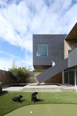 The cantilevered wing provides privacy by obscuring views into the yard. 