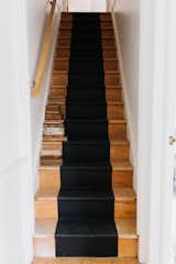 The runner for the stairs leading up to the attic were painted Dark Kettle Black by Valspar.