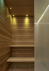 A peek inside the sauna, also lined with cedar.