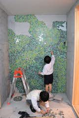 The clients' two sons helped assemble the mosaic tile for the bathroom walls.