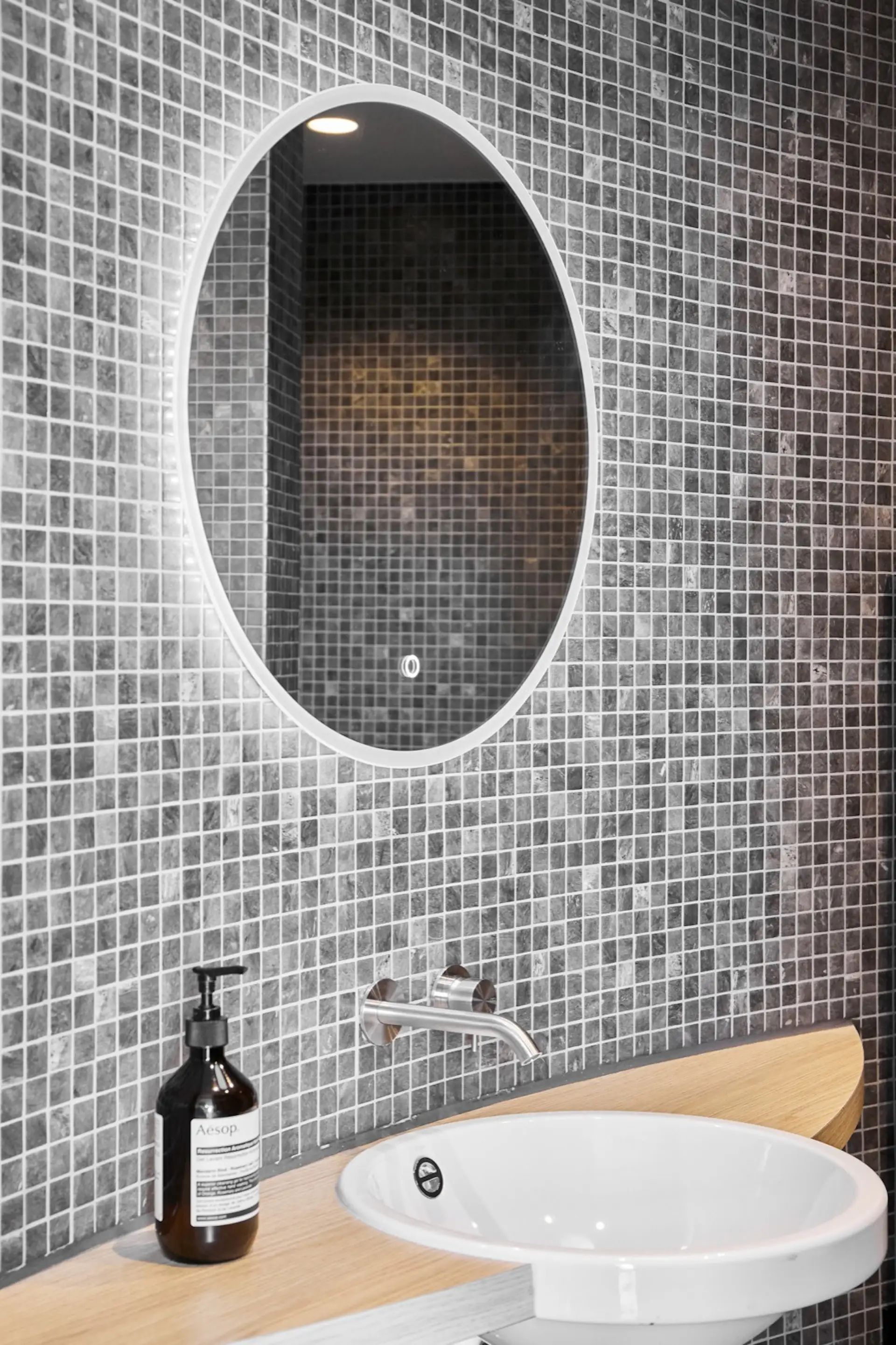 LumiPods feature Axor fixtures in a chrome steel finish by default, although other options are available.