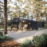 Exterior, Prefab Building Type, House Building Type, and Wood Siding Material The large window that floods the interior can be sealed off for privacy with sliding shutters.  Photos from These New Prefab Cabins Provide Hoteliers With Sleek, Scalable Accommodations