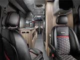 The cockpit, which is identical across all Airstream Class B motor home options, features a pair of Ultraleather® captain’s chairs that swivel all the way around.