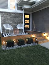 Outdoor, Hardscapes, Wood Patio, Porch, Deck, Landscape Lighting, Front Yard, and Small Patio, Porch, Deck  Photo 13 of 13 in Modern Midwest Eclectic Home by La Bar Properties, Inc