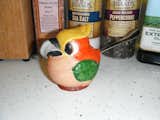 1920s ceramic parrot salt holder (tail-shaped spoon missing from piece)