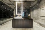 Bath Room, Wood Counter, Marble Counter, Marble Floor, and Ceiling Lighting  Photo 14 of 21 in Diamond apartment by YODEZEEN