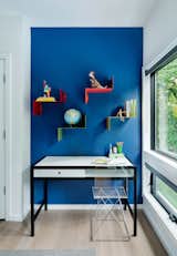 A pop of color, and a window to reflect out to in the son's bedroom.