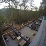 A view from the observation deck, overlooking the huge fire pit, at the Appalachian Container Cabin