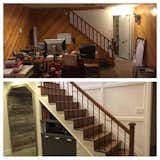 Before & after. Opening up a passage under the existing staircase.