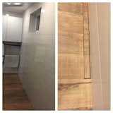 
We went for a a built-in shower drain & cut a ceramic tile that matches perfectly. Just the perfect family bathroom. A huge shower with 2 shower sets. The heated flooring is continued in the shower. Just amazing. Easy maintenance & the left over water evaporates. We love it flooring 