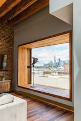 Bay window is angled to capture Manhattan skyline views