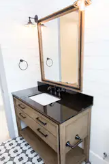 Rustic powder room vanity.