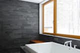 bathroom: slate and wood