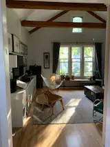 Sunlight pouring in to the living room.  